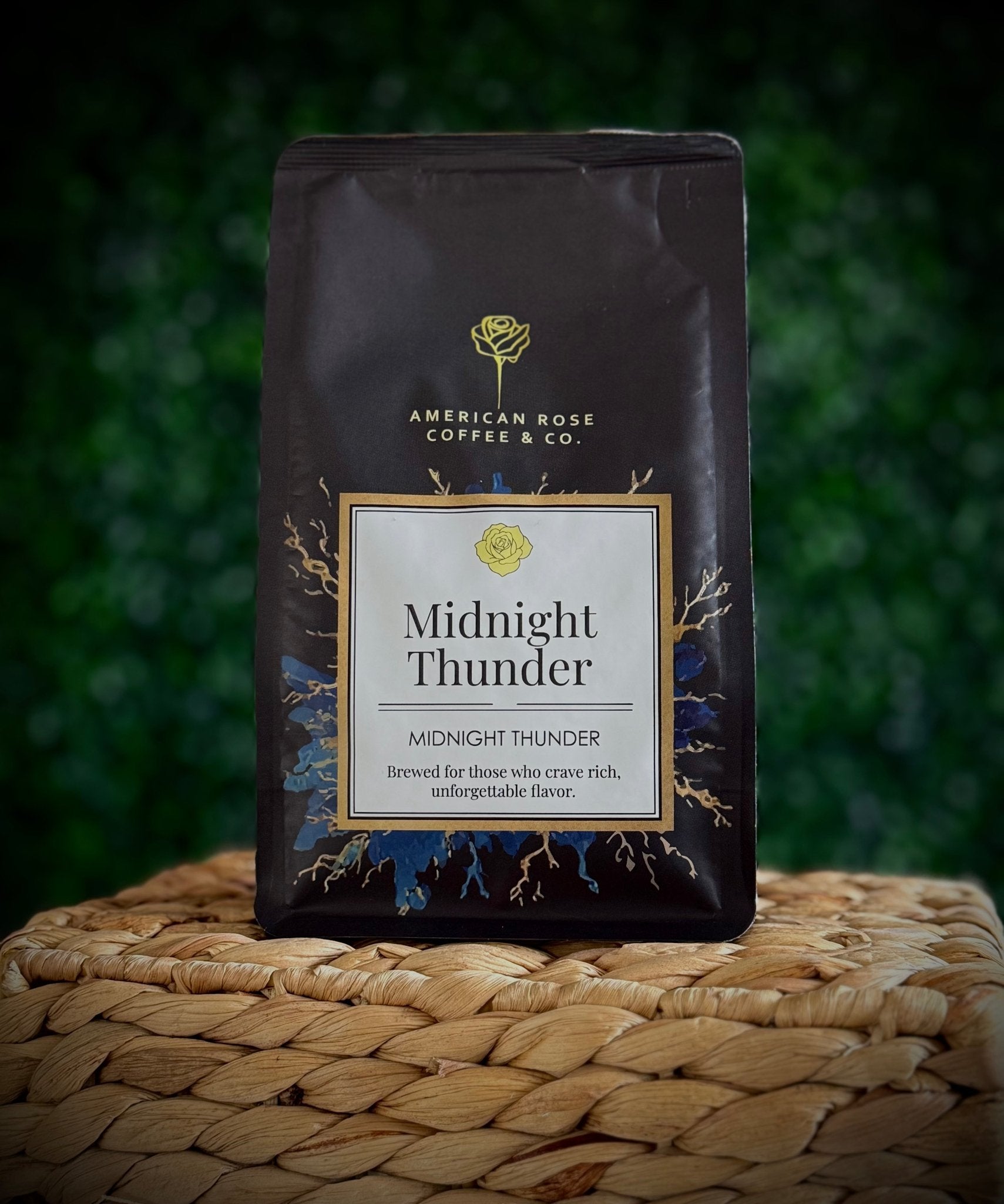 Midnight Thunder, Dark Roast –Ground Coffee (Three 12 oz Bags) - American Rose Coffee and Lifestyle