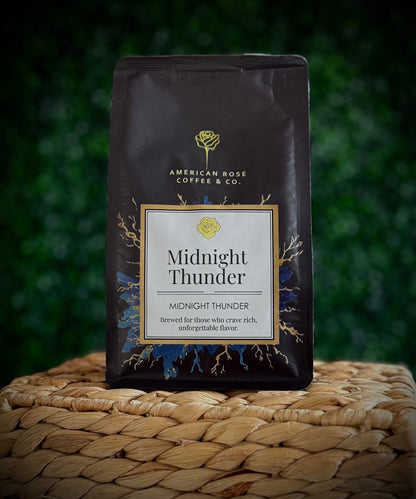 Midnight Thunder, Dark Roast –Ground Coffee (Three 12 oz Bags) - American Rose Coffee and Lifestyle