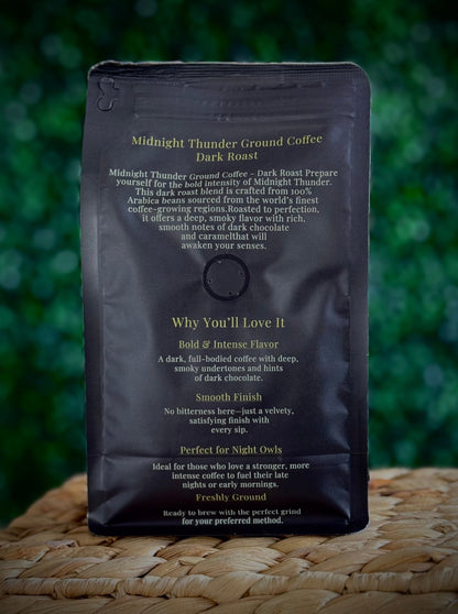 Midnight Thunder, Dark Roast –Ground Coffee (Three 12 oz Bags) - American Rose Coffee and Lifestyle