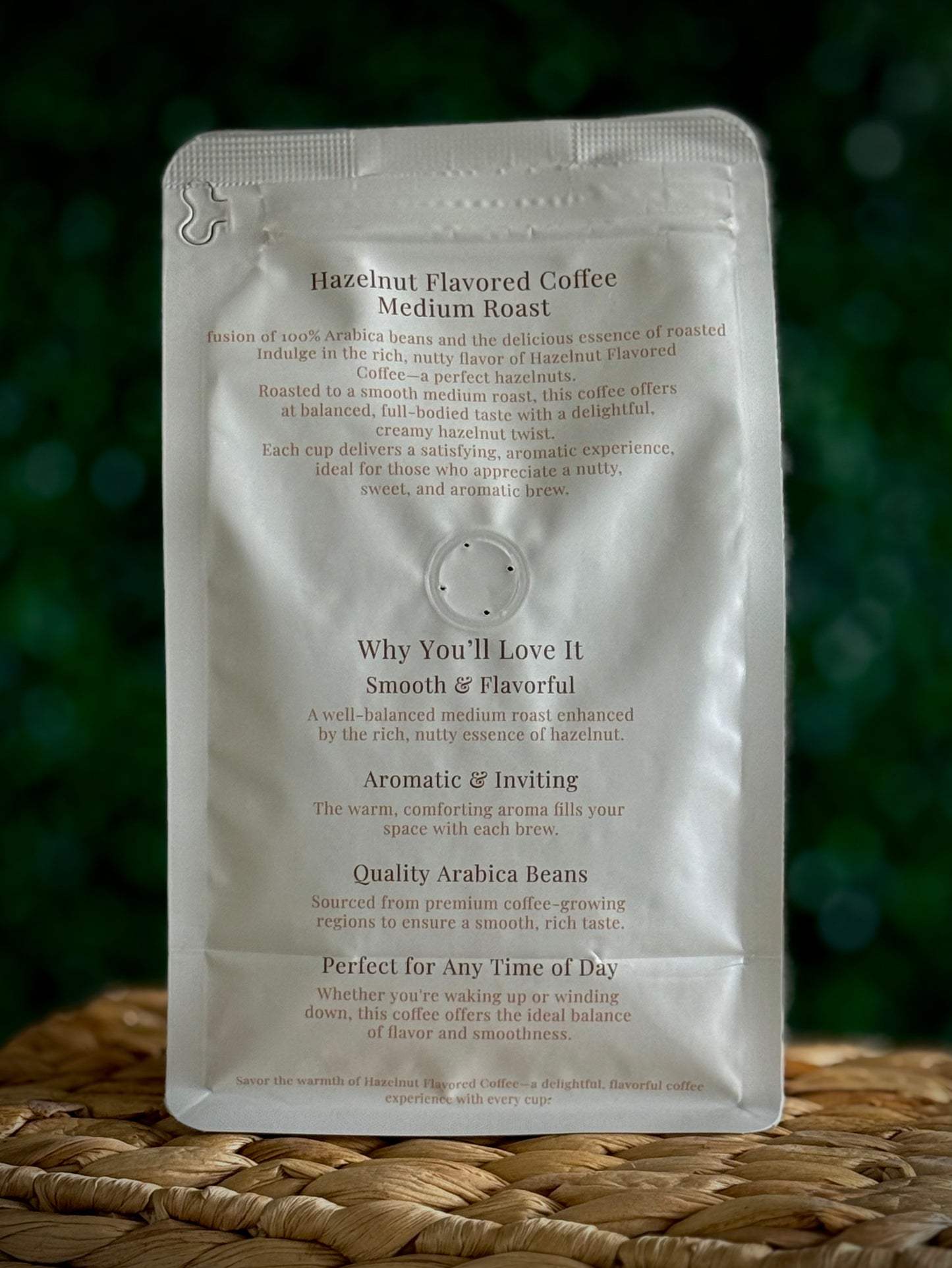 Hazelnut, Medium Roast – Whole Bean (12 oz Bag)