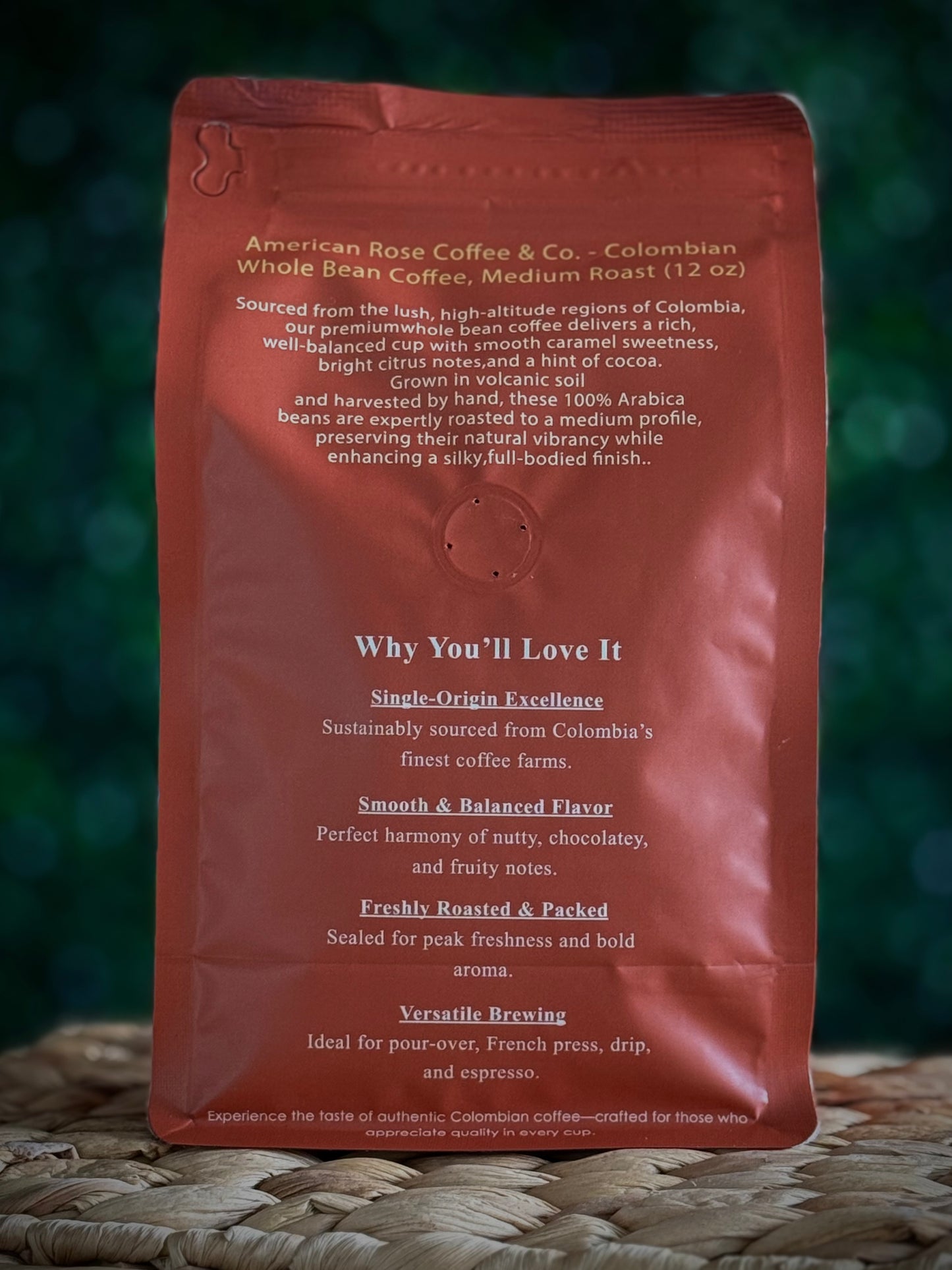Colombia, Medium Roast – Whole Bean (12 oz Bag)