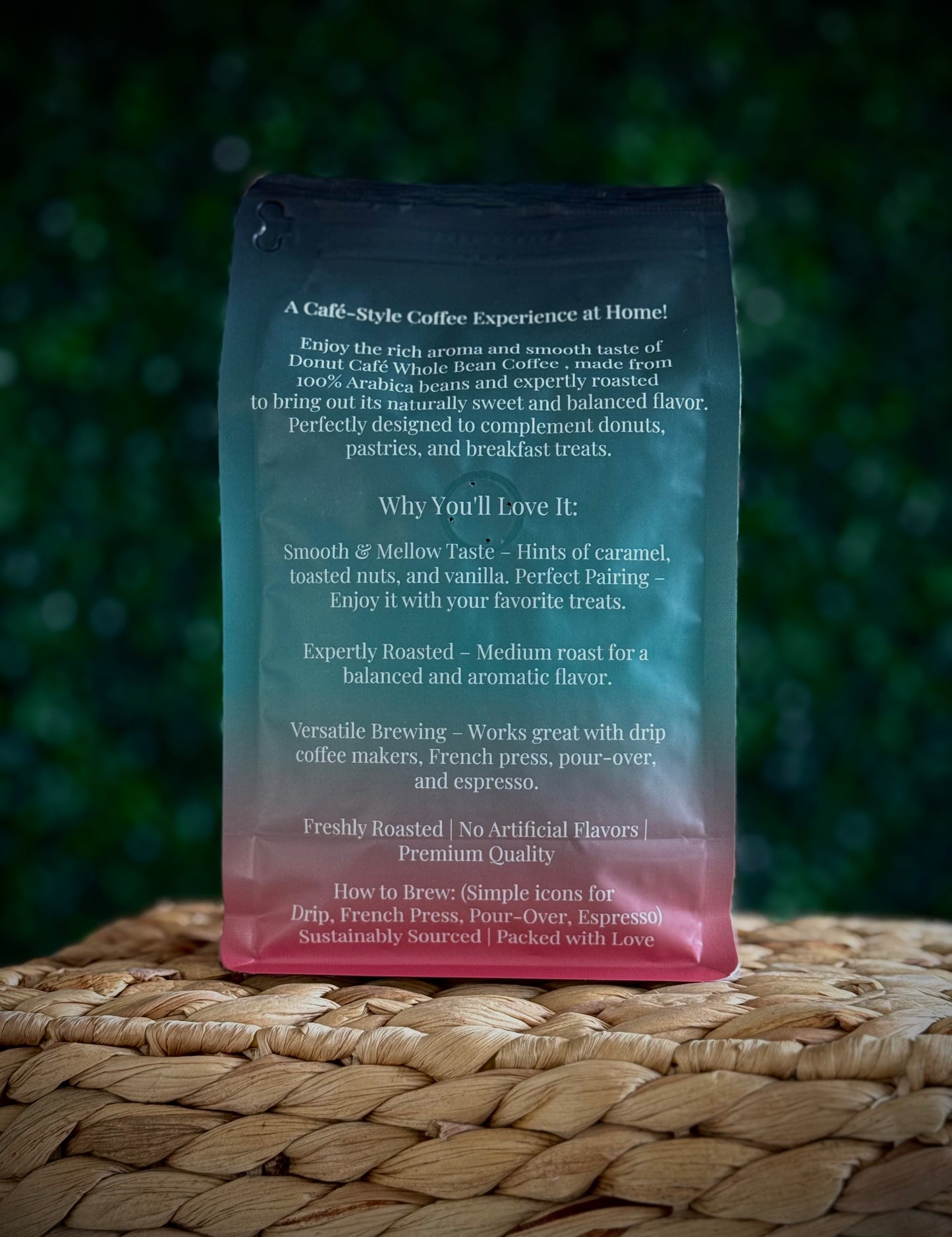 Donut Café, Medium Roast – Whole Bean (12 oz Bag)